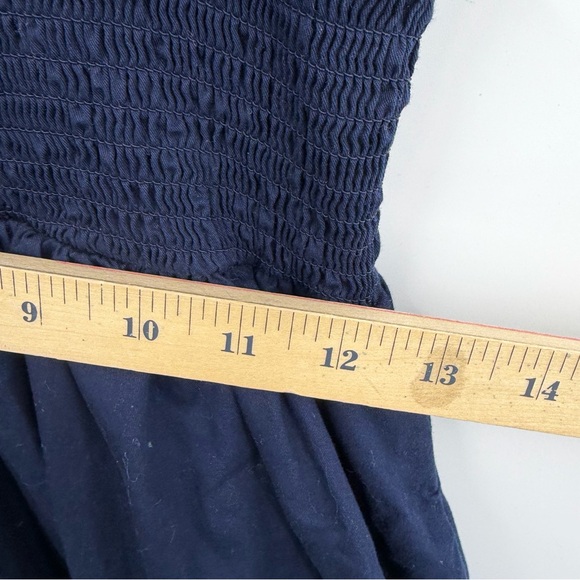 Petite Plume Navy blue Twill Margaux Dress in 100% cotton ruffle sleeves sz S - Picture 11 of 13